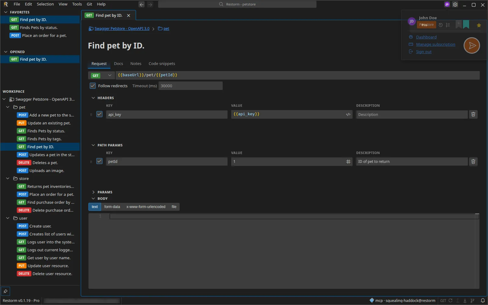 The Account button's menu, signed in: the holder's name, their edition, then the "Dashboard", "Manage my subscription" and "Sign out" entries