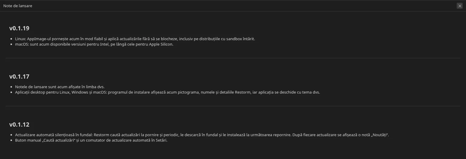ecranul „Noutățile versiunii”, afișat după o actualizare