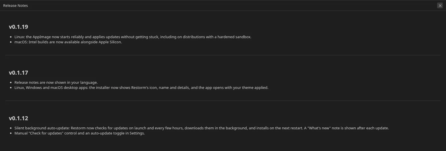 the "What's new in this version" screen shown after an update