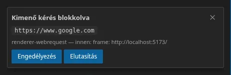 A tűzfal engedélykérése: a blokkolt eredet, az elfogási réteg és a hívó keret, valamint az Allow / Deny gombok